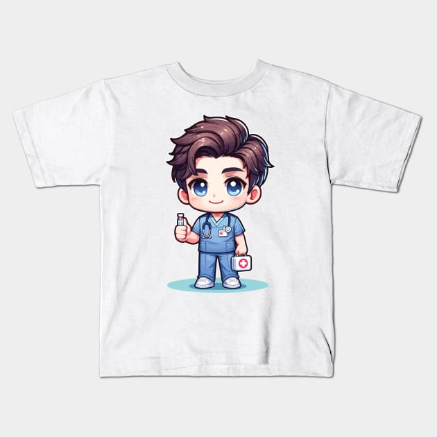 Chibi Male Nurse Kids T-Shirt by Egshopinllc